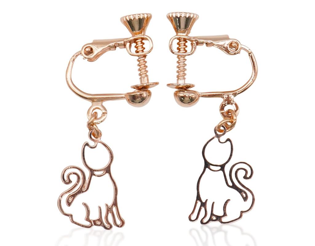 Cute stretchy cat earrings (pink gold)