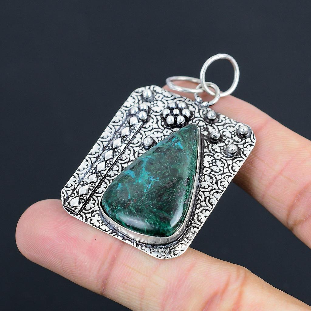 Daughters Day Sale 925 Silver Azurite Malachite Gemstone Wife Pendant Jewelry