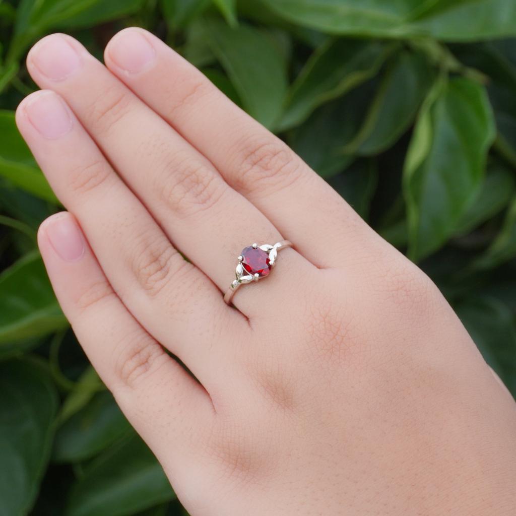 Dainty Garnet Ring, 925 Sterling Silver Ring, Natural Garnet Women's Ring, Engagement Gift Ring, Gift For Her