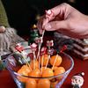100pcs Festive Santa Claus Christmas Disposable Fruit Sticks - 5.12in (13cm) Polished Metal, Hand Washable, Ideal for Bars
