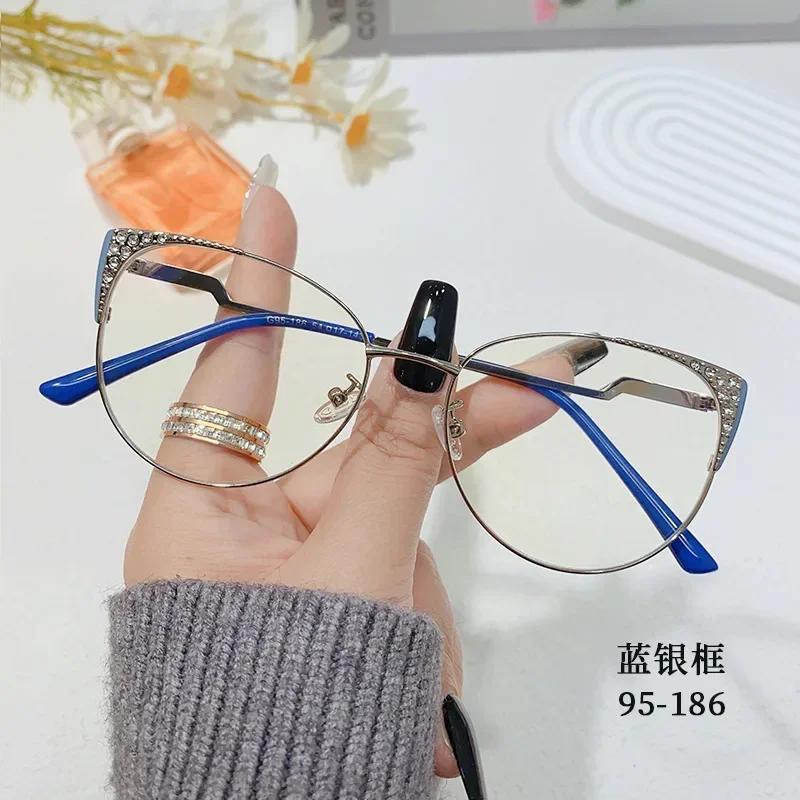 New Fashion Anti Blue Light Blocking Glasses Women Retro Cat Eye Frame Literature Computer Clear Lens Simple Female Eyeglasses