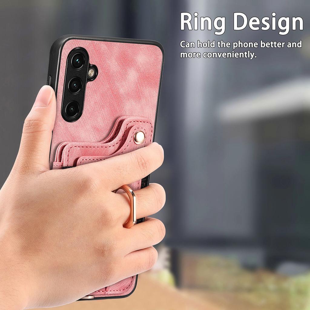 D4 For Samsung Galaxy A55 5G Case PU Leather RFID Blocking Phone Cover Support Magnetic Car Holder