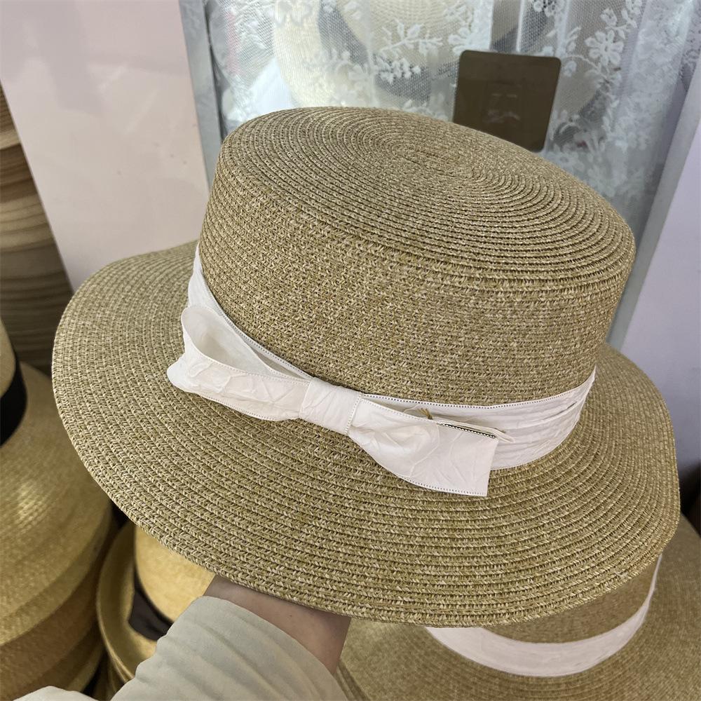 

Текстура бант милая соломенная шляпа маленькая стандартная весна лето британская повседневная солнцезащитная летняя шляпа-цилиндр с плоским верхом для женщин Adult (55-58cm) бежевый