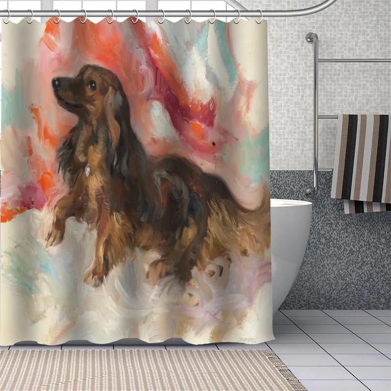 Dachshund Custom Pattern Polyester Bath Curtain Waterproof Shower Curtains Geometric Bath Screen Printed Curtain For Bathroom