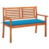 VidaXL 2-seater Garden Bench with Cushion 120 Cm Eucalyptus Wood,