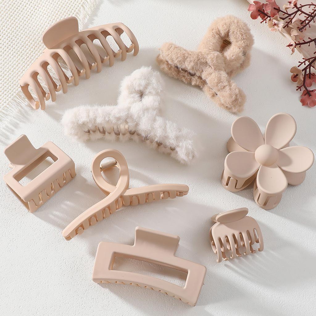 8Pcs Fashion Hair Clips for Women Neutral Colors Large Hair Claw for Thin Thick Hair Matte Hairpins Women Hair Accessories