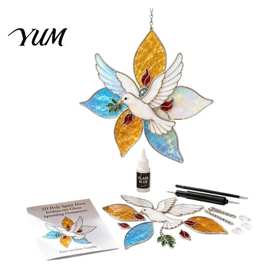 DIY Hanging Ornament Supplies Christian Suncatcher Kit, Stained Glass Style Religious Sun Catcher, Relaxing Handcraft Gifts Iridescent for Window