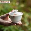 90ml Hand-painted Persimmon Gaiwan Ancient White Porcelain Ercai Ruyi Tea Tureen Tea Making Cover Bowl Tableware Ornaments Gifts