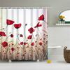 Rose Plum Blossom Flowers Print Waterproof Shower Curtain Washable Fabric Bath Curtain Home Bathroom Curtains With 12 Hooks