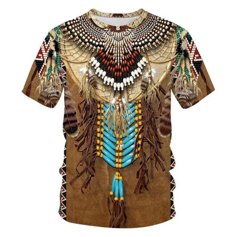 Ethnic Style 3D Printed T-shirts, Men's and Women's Streetwear, Daily Fashionable Oversized Short Sleeved T-shirt Tops