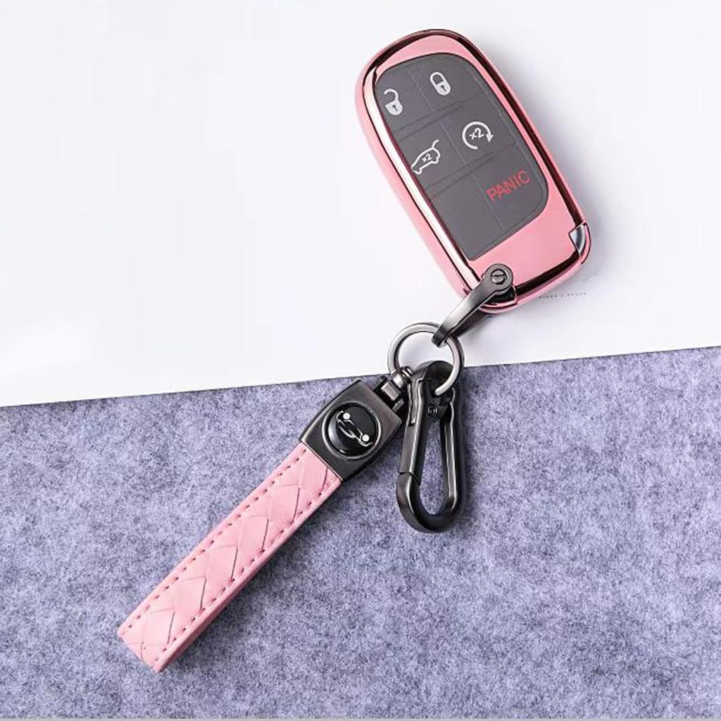 TANDRIVE Key Fob Cover Compatible With 2026 2025-2015 Jeep Compass Dodge Durango Cherokee Grand Cherokee Renegade Challenger Charger RAM Chrysler