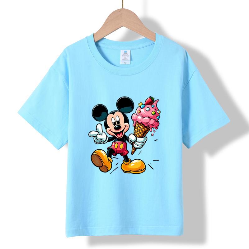 MC-33 MINISO 2026 Summer New Printed Cotton Round Neck T-shirt for Children Aged 1-16, Boys and Girls