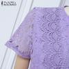 ZANZEA Women Casual Elegant Lace Embroidery Patchwork Short Sleeve Long Dress