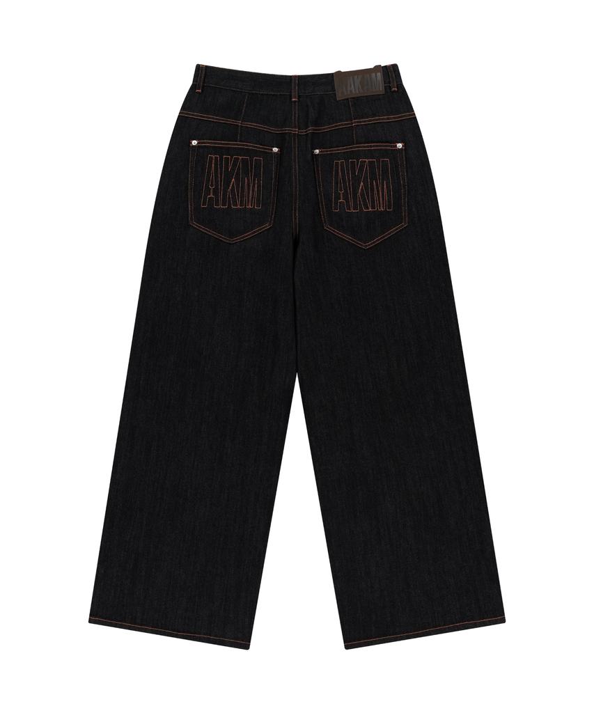 AAKAM Stitched Denim Pants (Black)