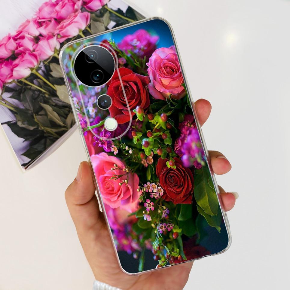 Flower Butterfly Women Fashion Back Cover For Vivo S19 Pro 5G V2362A Phone Funda Transparent Soft TPU Slim Silicone Bumper Etui