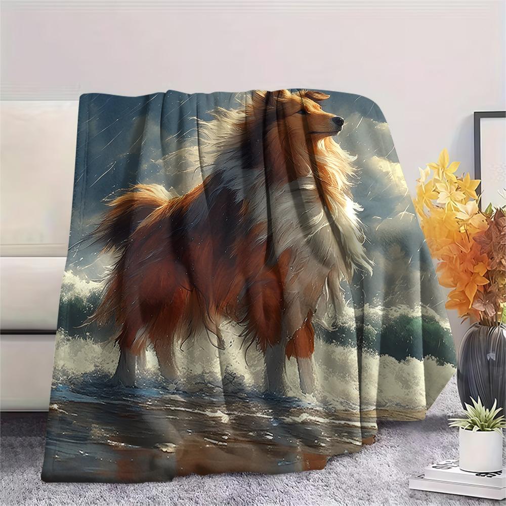 Australian Shepherd Print Flannel Blanket, High quality Comfortable for All Seasons, Home Decor, Warmth and Comfort, Perfect for Christmas Gifts