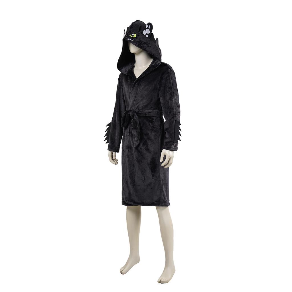 Cute Toothless Dragon Bathrobe with Hood, Soft Plush How To Train Your Dragon Robe, Family Matching Pajamas Cosplay Outfit, Factory Price