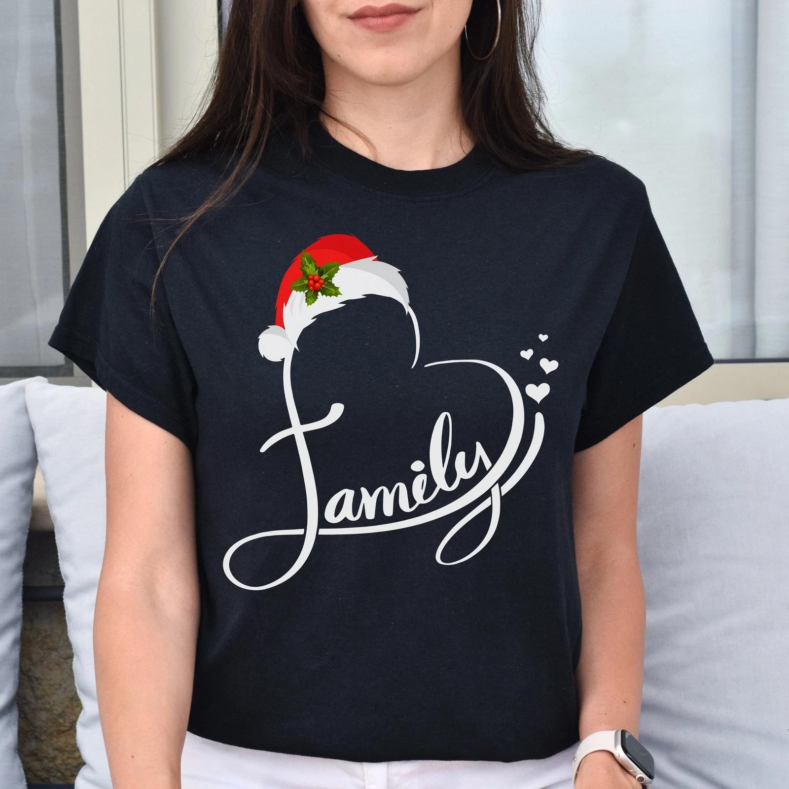 Family heart Christmas Unisex shirt family Holiday tee Black Dark Heather 2XL
