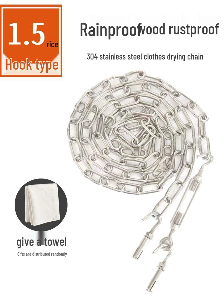 Stainless Steel Multipurpose Chain: Clothes Drying, Hanging, Pet Traction, Anti-theft, Outdoor Use.