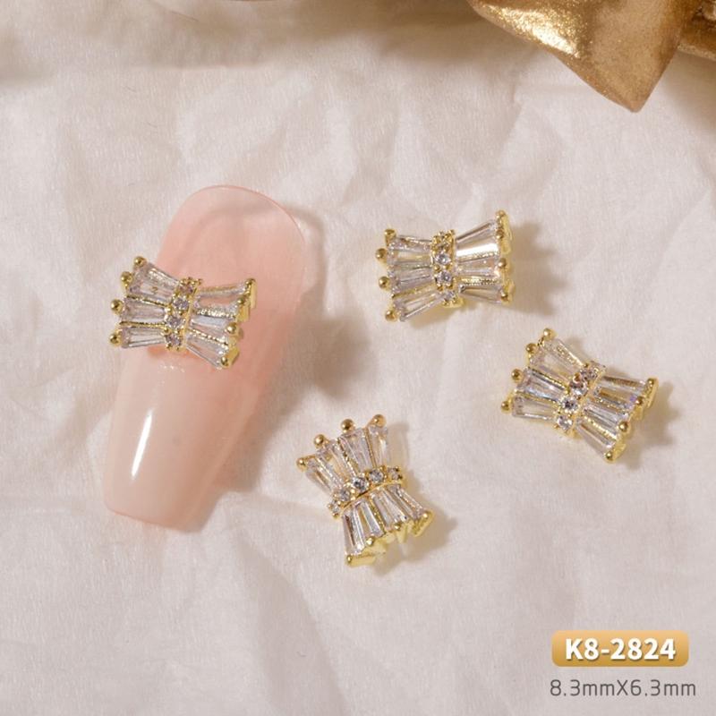 3D Bows Nail Art Charms Rhinestones Bows Charms Pearl Bowknot Nail Accessory 3D Alloy Nail Art Decoration for Women Girl