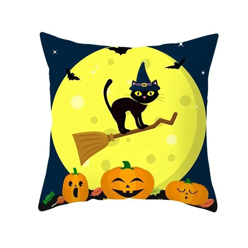 Halloween decorative cushion funny cat pillow sleeve is suitable for home living room sofa waist cushion bedroom decoration