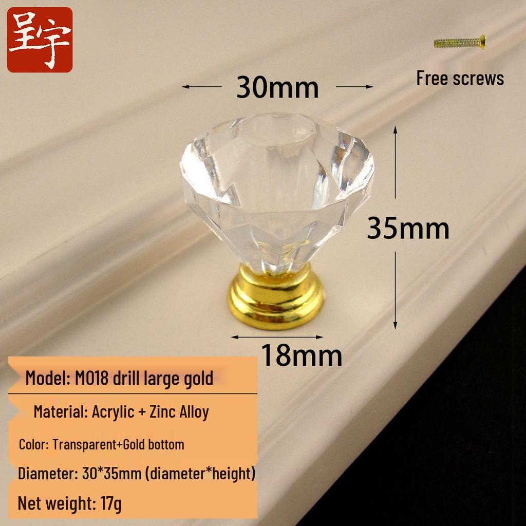 Crystal Clear Acrylic Knob: Single Hole Diamond Design for Pot Lids, Wardrobes, and Drawers
