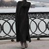 Nueva Falda Larga Suelta de Otoño e Invierno Sudadera Plus Terciopelo Vestido Casual Moda Mujer Sólido Cuello O Manga Larga Vestido de Vacaciones