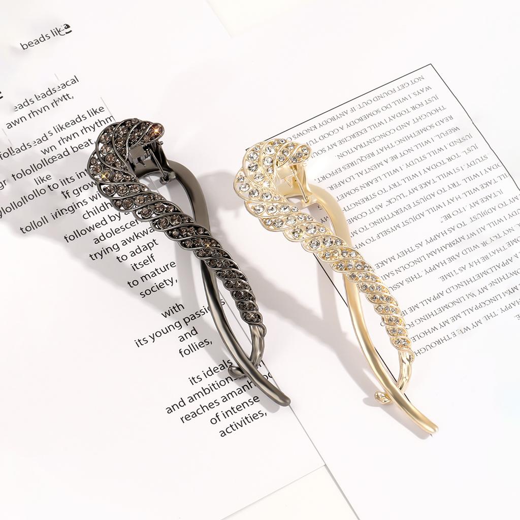 1/2pcsHigh-end rhinestone hairpin hair ornament, female twist clip hairpin, temperament, frog buckle, word clip headdress