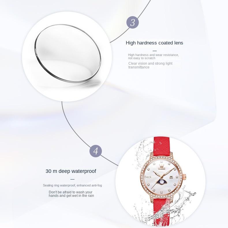 OLEVS Modeuhr Diamant Set Quarzuhr mit Kalender Damenuhr Damenuhr