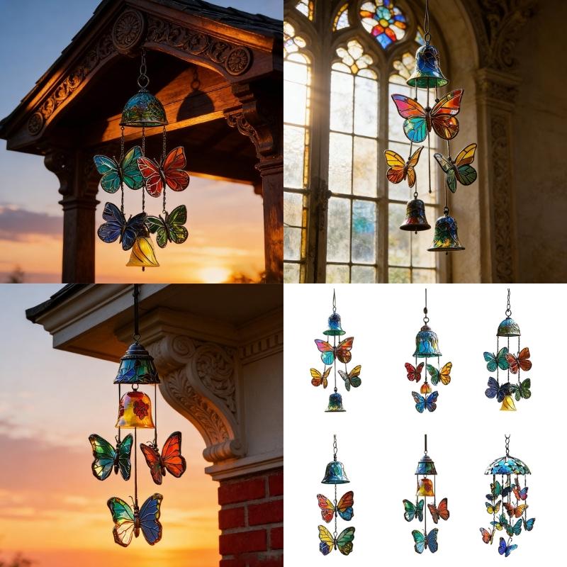Butterfly Wind Chimes Producing Clear Tone for Balconies and Garden Creating a Peaceful Artistic Iron Design