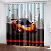 3D Luxury Sports Car Series Living Room Bedroom Home Decoration Sunshade Curtains 2 Panels of Hook Punch