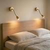 Kinkiet do Sypialni, Zestaw 2 szt. Brązowy LEDowa Lampa do Czytania na Giętkim Ramieniu, Ciepła Biel Obrotowa 360°, do Stolika Nocnego Biurka