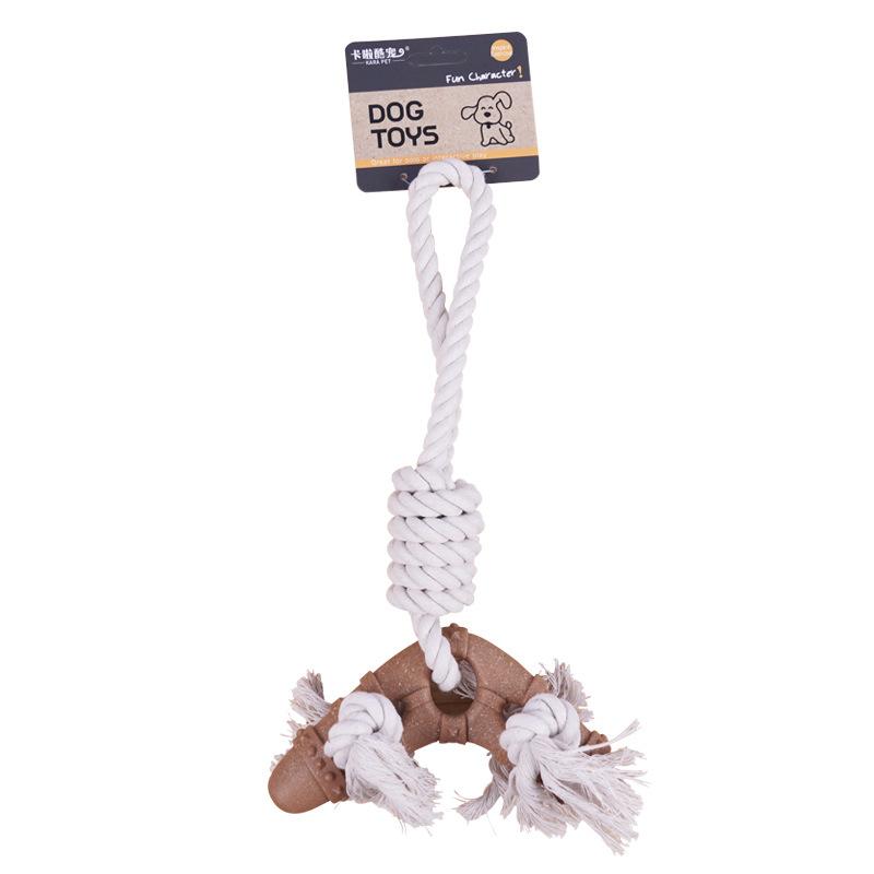 Dog Toys Woven Knot Grinding Tooth Imitation Cattle Bone Rope Ball Medium and Large Dogs Can't Bite Cotton Rope Toys