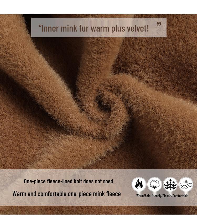 Women's Mink Velvet Turtleneck Sweater - Thick, One-Piece Winter Base Layer for 2025