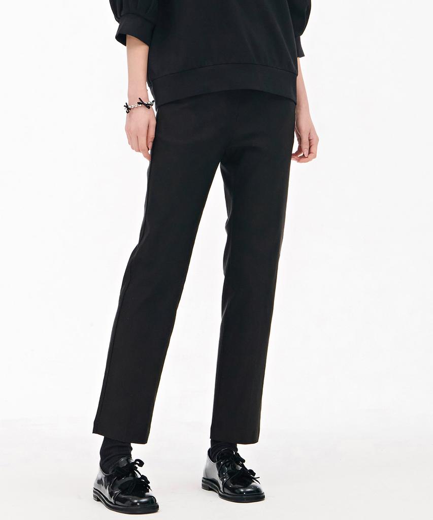 CHASECULT Women'S Slim Straight Elastic Waist Slacks - Black