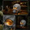 Broken Rebirth Sculpture Cracked Skull Garden Solar Light, Resin LED Statue Spooky Gothic Ornament Ornament, Halloween Decoration for Haunted