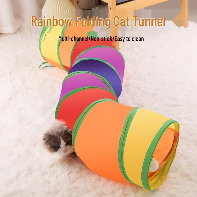Self-Play Cat Tunnel Toy: Boredom Relief, Hiding House, Teaser Stick, Hot Seller