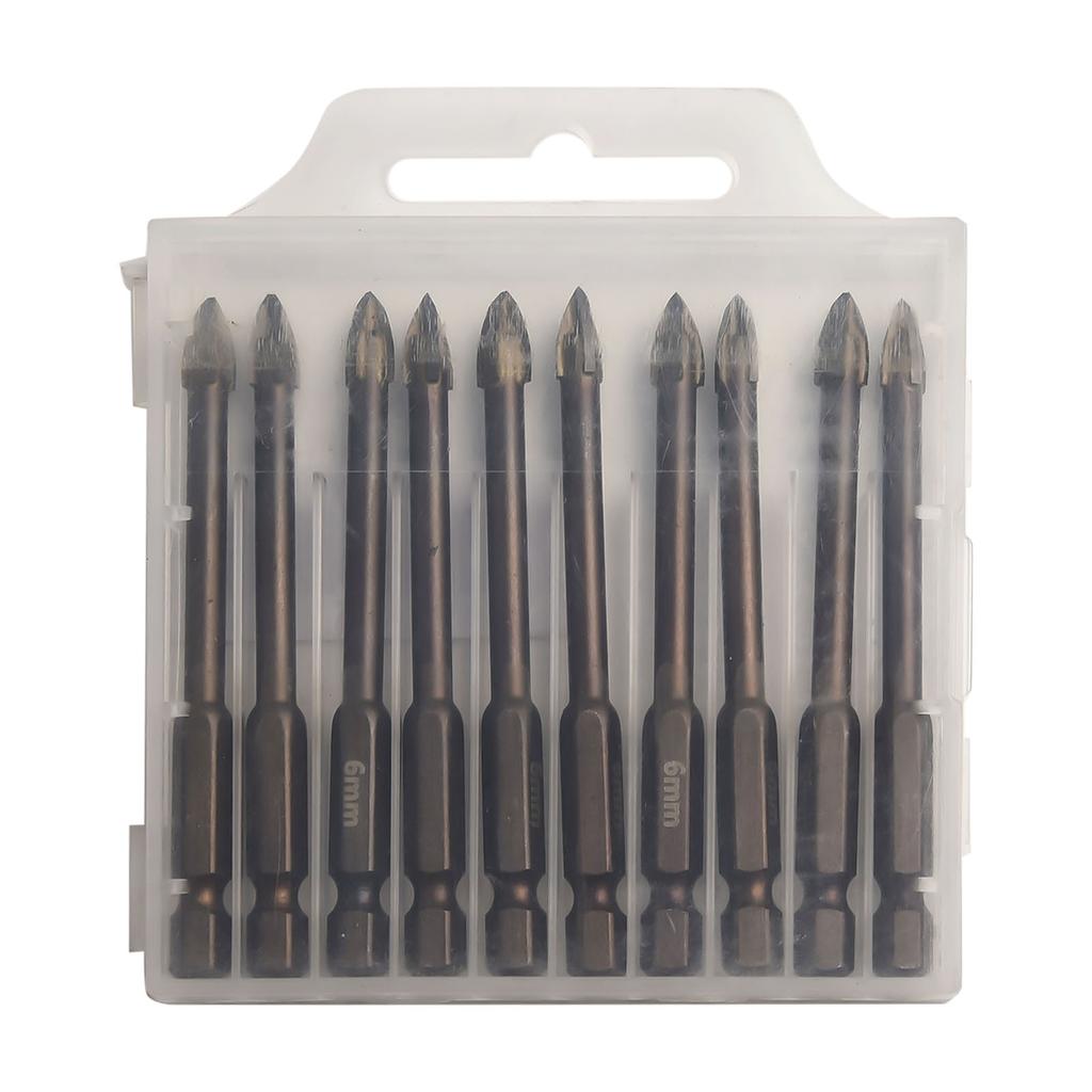 6mm Hex Shank Tile Drill Bit Set for Porcelain Marble Ceramic Glass Brick Carbide Material Precise Drilling 10 Pieces