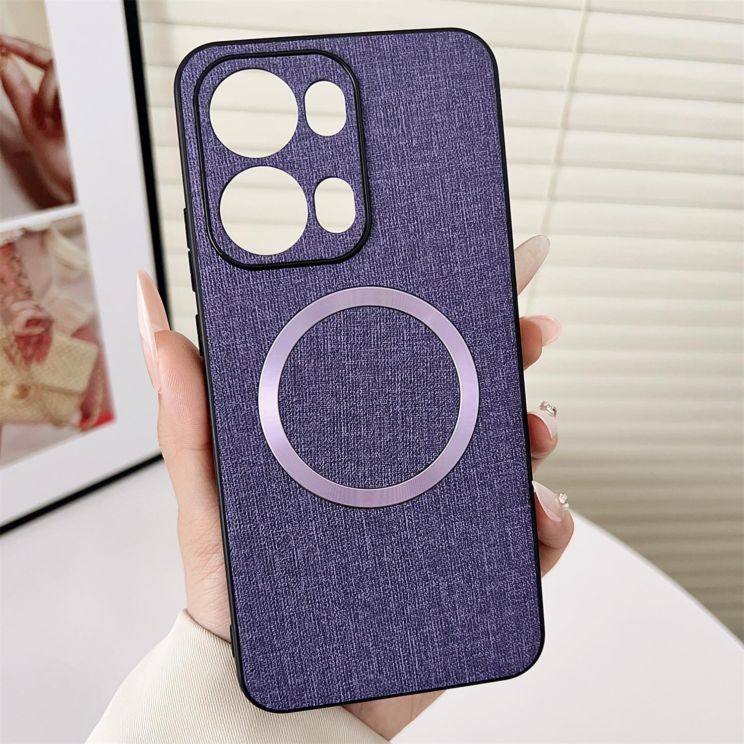 

For Oppo Reno13 Pro 5G Case Drop-Proof TPU+Cloth Back Phone Cover Compatible with MagSafe Purple