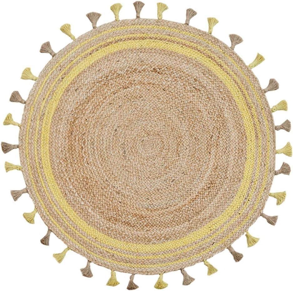 

Джутовый ковер Ручной работы Круглый Натуральный ковер для любого пространства Внешний вид Рустик Декор Для любого пространства 60 cm x 60 cm (2x2feet) бежевый/жёлтый