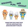 Bluey Figures 4-Pack Family Vacation 6.3cm Poseable Figures of Bluey, Bingo, Bandit, and Chili