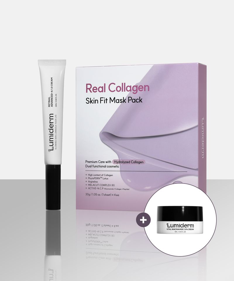 [Night Intensive Care SET] Retinal Advanced A 1.0 Cream + Real Collagen Skin Fit Mask Pack Set (4ea)