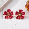 Neue Vintage-Stil Blumenohrringe Tropfglasur Muscheltextur Zarte Ohrringe Boho Chic Handgefertigte Blütenblatt-Ohrringe Tägliches Tragen