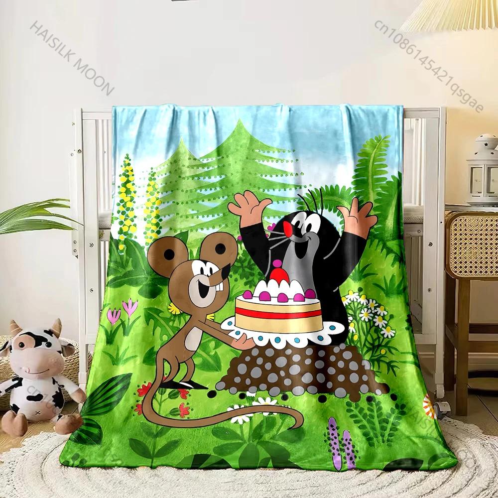 Kleiner Maulwurf Cartoon Überwurfdecke Weiche Flanelldecke für Bett Sofa Vier Jahreszeiten Kindergeschenk Heimtextilien