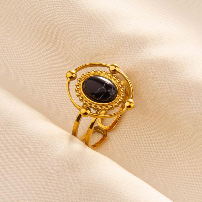 Moderne Sternenplanet Doppel-Schicht Oval Geometrisch Edelstahlringe Für Frauen Männer Schmuck Offen Verstellbarer Ring Geburtstag Anillos