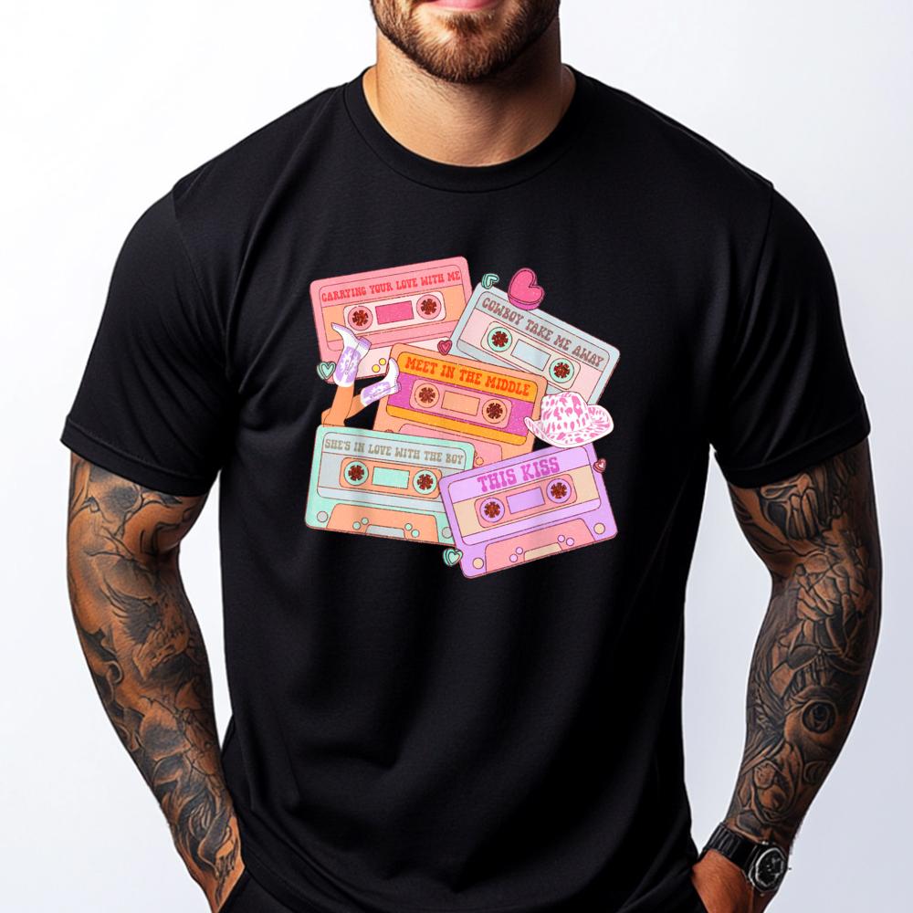 

Cassettes Western 90s Country Music Valentine Cowgirl Designer Clothes Men New In Tops And T-Shirts Happy New Years - Men s S... S разноцветный