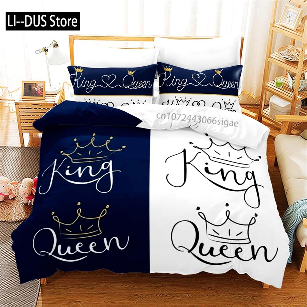 King And Queen Duvet Cover Set Microfiber Beard And Red Lips King Size Bedding Set For Couple Romantic Valentine's Day Presents