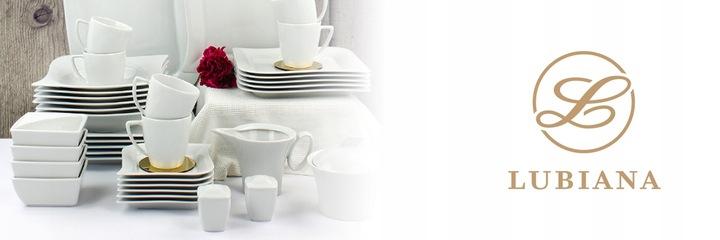 Lubiana Daisy Cukiernica 250Ml Z Pokrywką + Mlecznik 300Ml Biała Porcelana