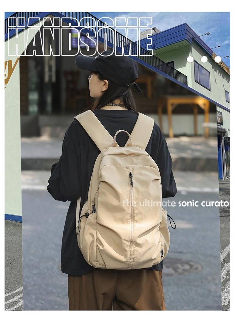 Versatile Japanese-Style Solid Color Backpack for School, Sports, and Travel