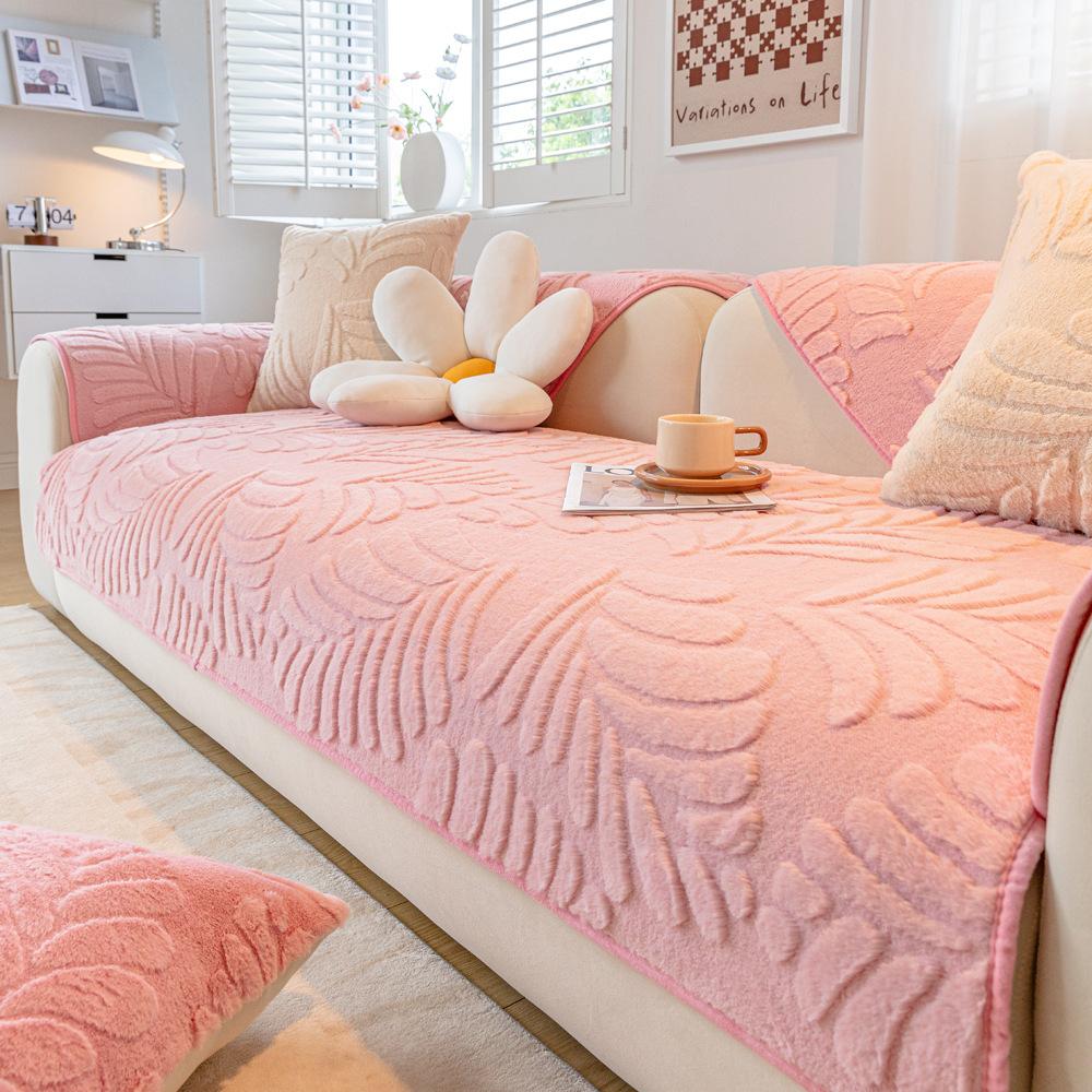 Plush Sofa Cushion Winter Thicken Thermal Cushion Non-Slip Leather Sofa Cover